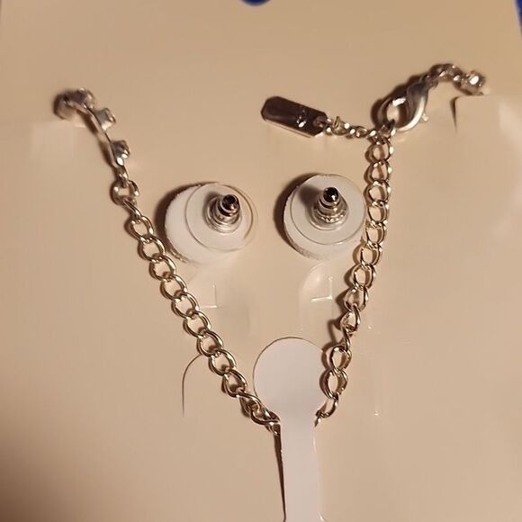 Christina Coĺlection 18 Inch Rhinestone With Black Necklace Amd Earring Set - Picture 2 of 5